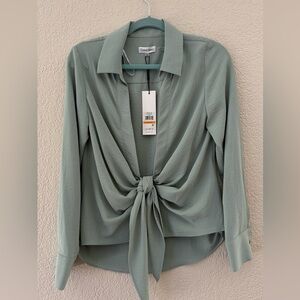 Calvin Klein Sage Tie-Front Blouse